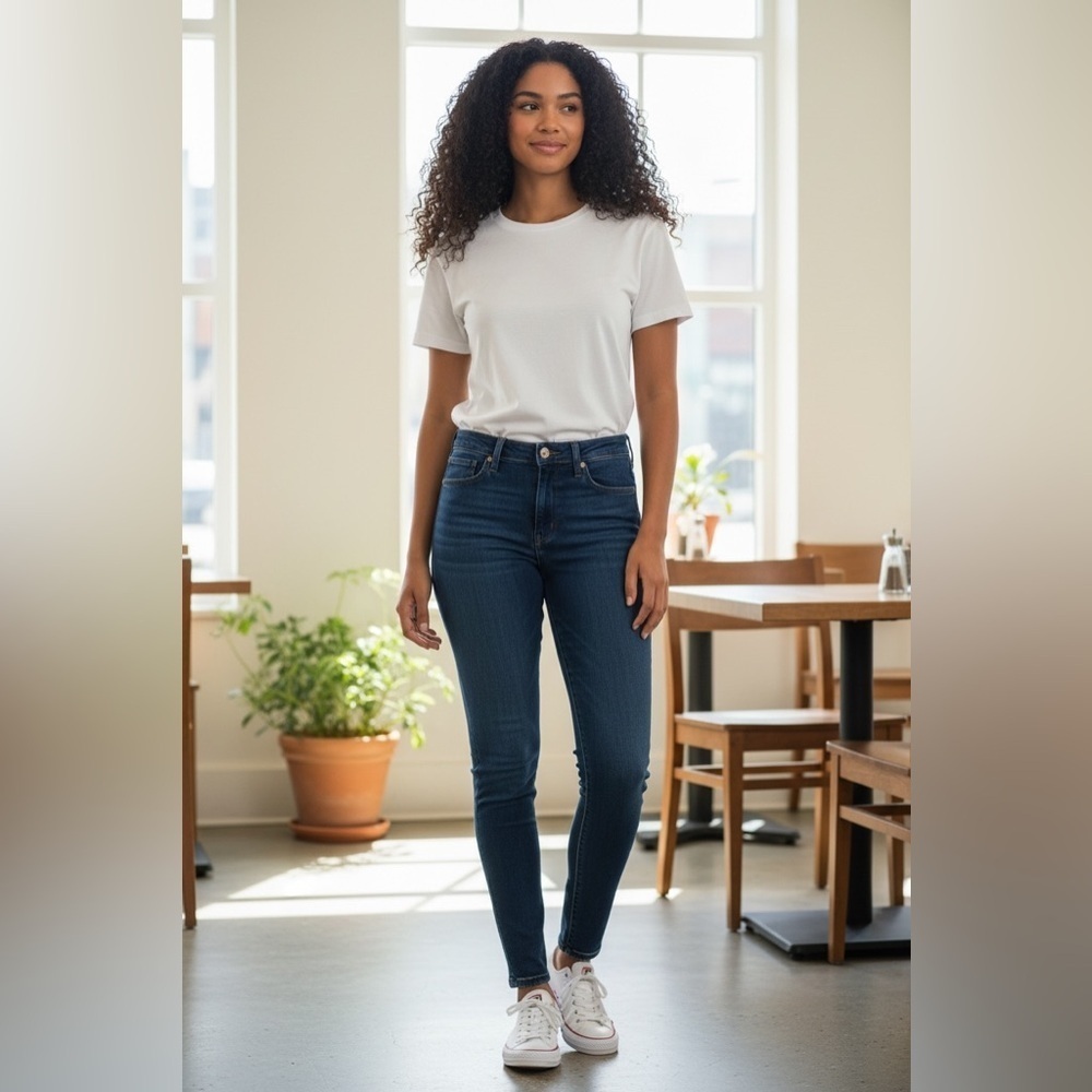 (40)Madewell Women's Deep Indigo Skinny Raw Hem Jeans